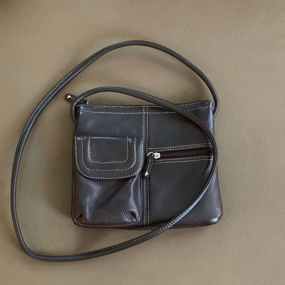 Tignanello cross body bag; approximately 7.5” x 9” with approximately 48” strap